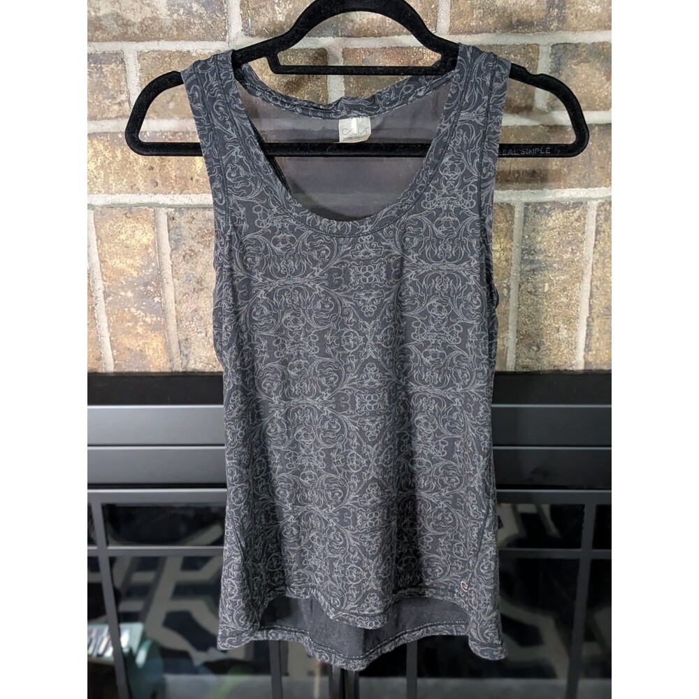 Calia by Carrie Underwood Women's Activewear Tank Top Gray Floral Sz S Mesh
